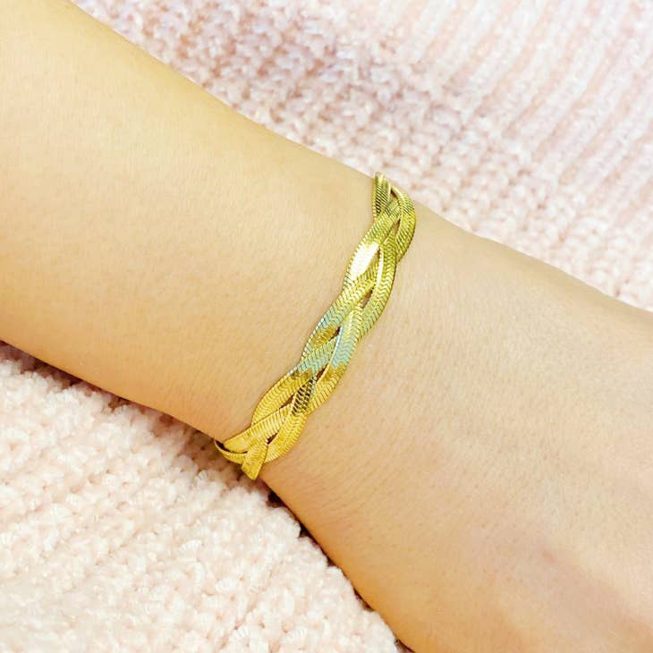 Braided Herringbone Chain Bracelet,Bracelets,Faire- DEFIANT