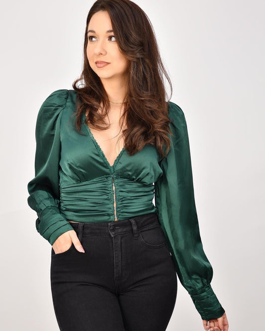 Pine Empire Waist Top,Tops,SATIN- DEFIANT