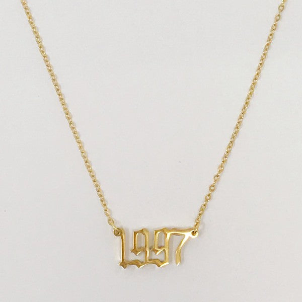 Gold Plated Birth Year Necklace,Accessories,GOLD JEWELRY, NECKLACE- DEFIANT
