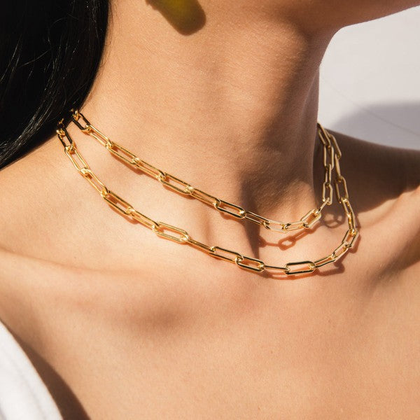 14K Gold Paperclip Necklace,ACCESSORIES,GOLD JEWELRY, JEWELRY, NECKLACE- DEFIANT