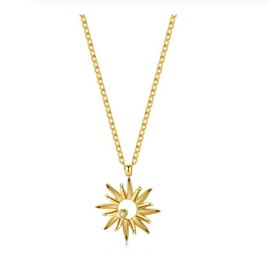 18K Gold Plated Hollow Sun Necklace,ACCESSORIES,GOLD JEWELRY, NECKLACE- DEFIANT
