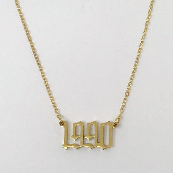 Gold Plated Birth Year Necklace,Accessories,GOLD JEWELRY, NECKLACE- DEFIANT