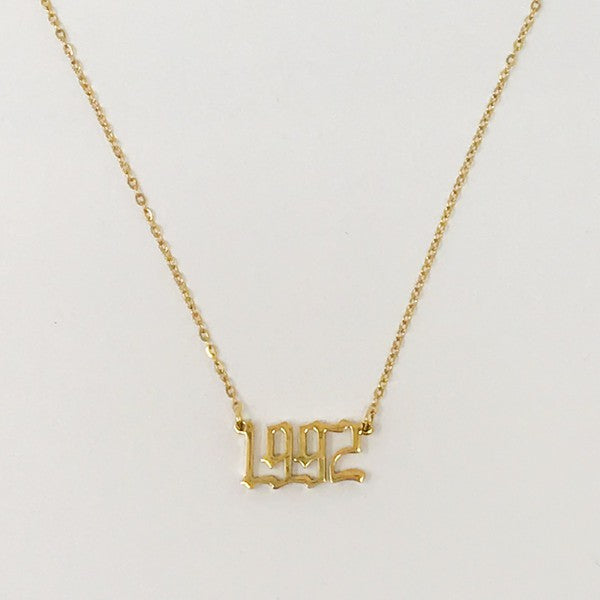 Gold Plated Birth Year Necklace,Accessories,GOLD JEWELRY, NECKLACE- DEFIANT
