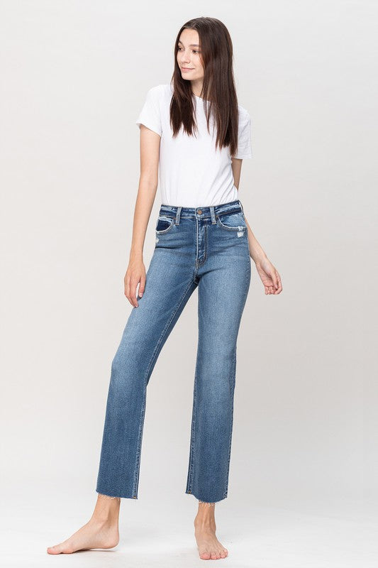 Straight Leg Stretch Denim,Bottoms,DENIM, HIGH WAISTED, STRAIGHT LEG- DEFIANT