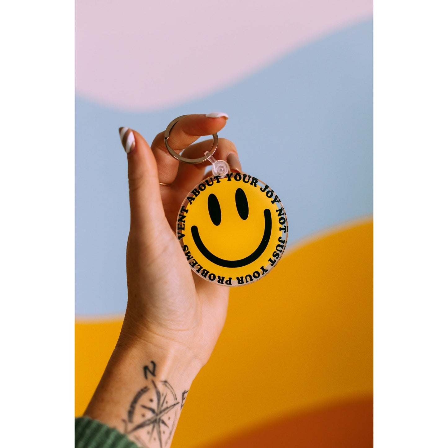 Smiley Face Keychain,ACCESSORIES,KEYCHAINS, SMILEY FACE- DEFIANT