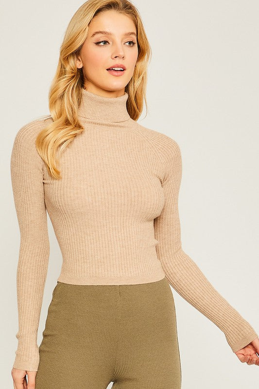 Oatmeal Turtleneck Top,Tops,RIBBED, Turtleneck- DEFIANT