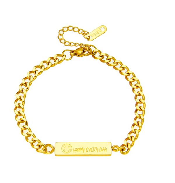 18K Gold Plated Happy Bracelet,ACCESSORIES,BRACELET, GOLD JEWELRY- DEFIANT