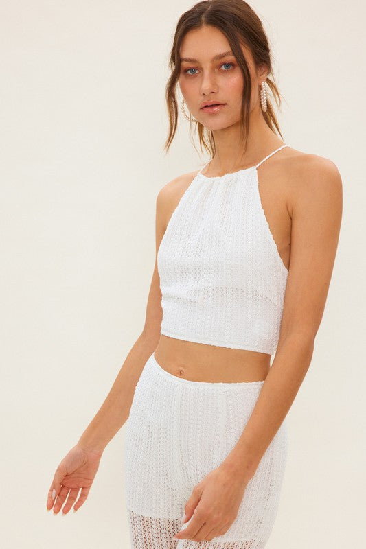 White Crochet Open Back Top,Tops,CROCHET- DEFIANT