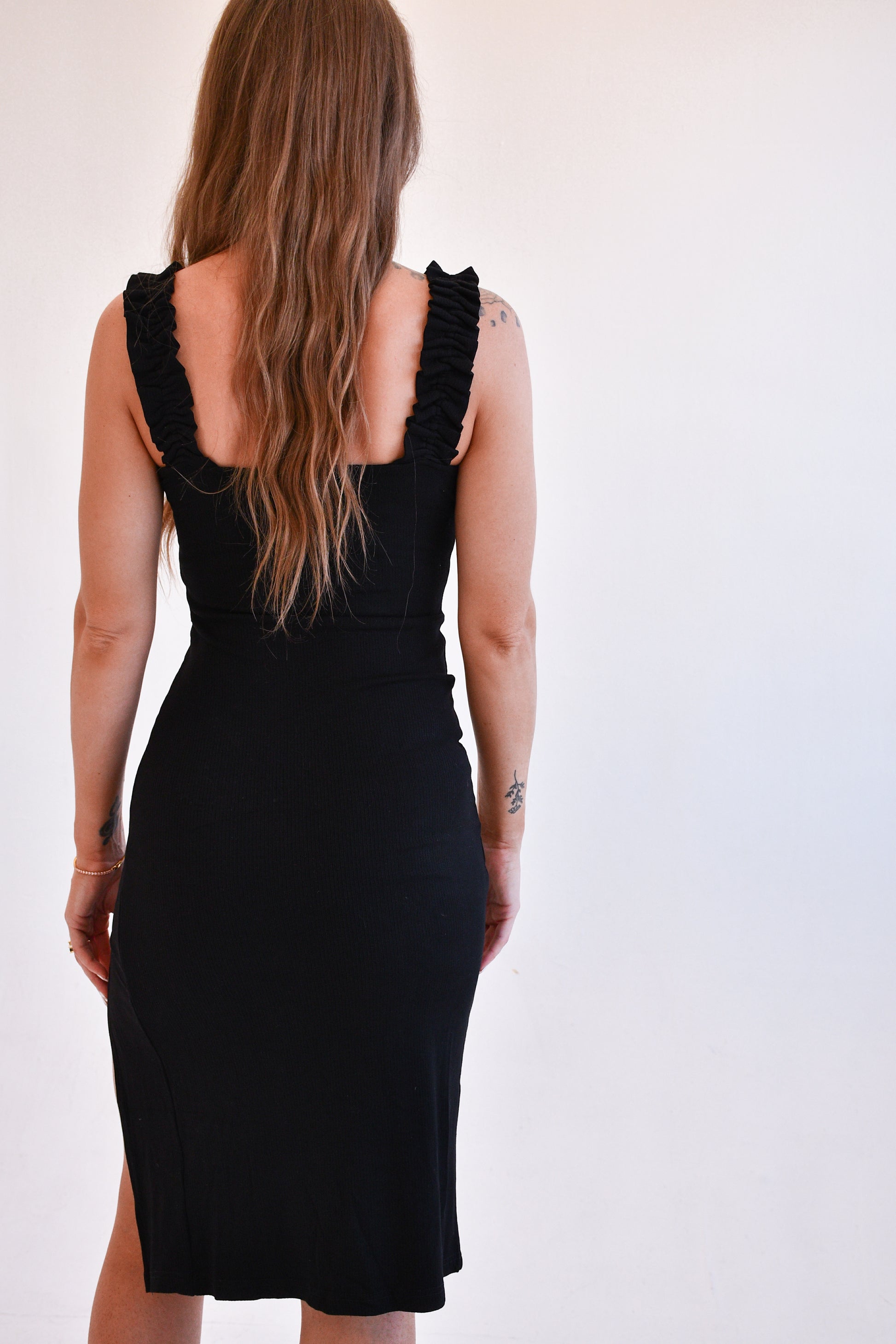 Date Night Slit Midi Dress,Dresses,MIDI, RIBBED, SLIT- DEFIANT