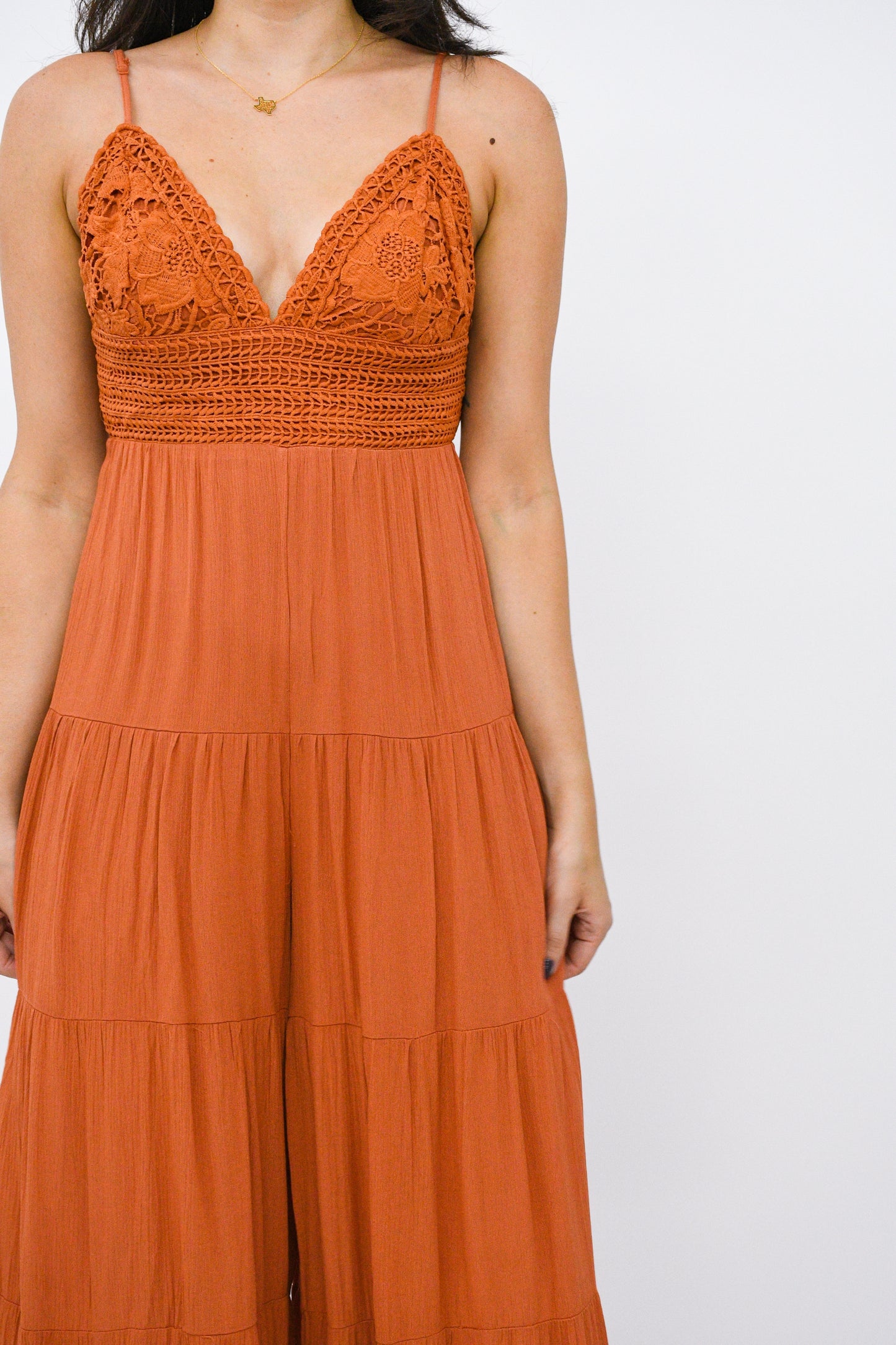 Alaina Crochet Jumpsuit,,ADJUSTABLE, FLOWY, JUMPSUIT, LACE, TIERED, WIDE LEG- DEFIANT