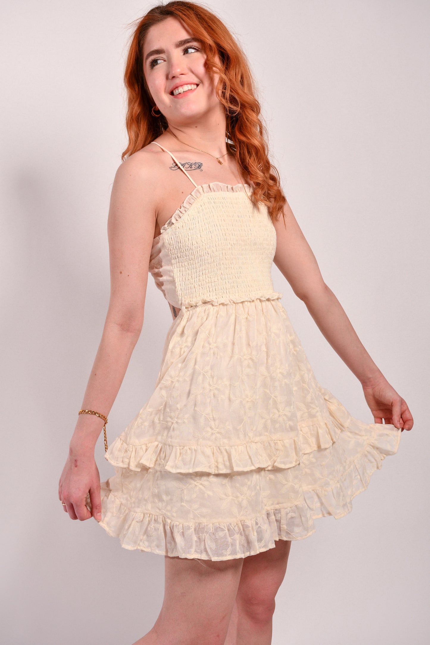 Neutral Embroidery Dress,Dresses,EMBROIDERED, SPRING, Spring Clothing- DEFIANT