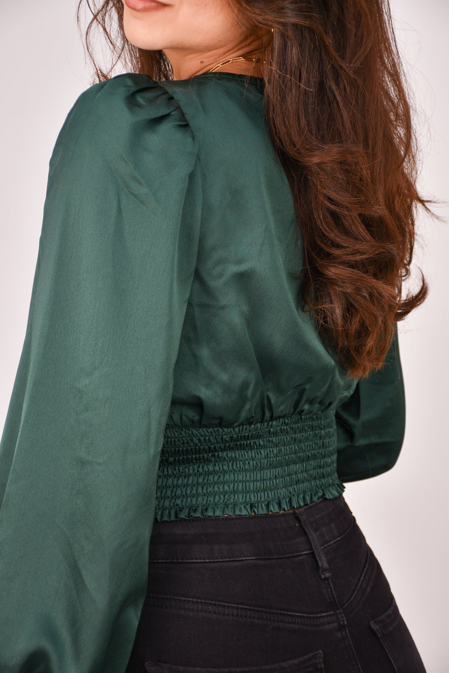 Pine Empire Waist Top,Tops,SATIN- DEFIANT