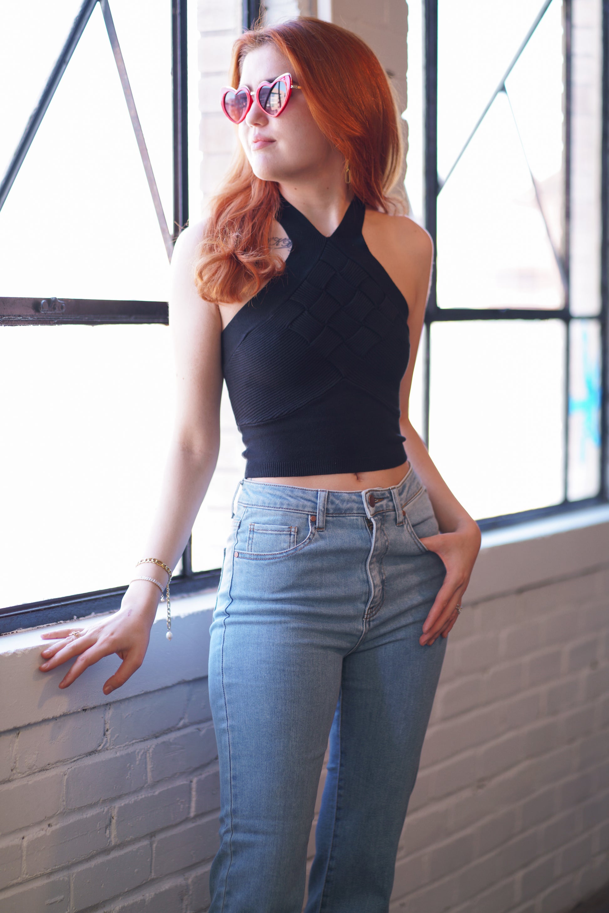 Crossed Knit Halter Top,Tops,- DEFIANT