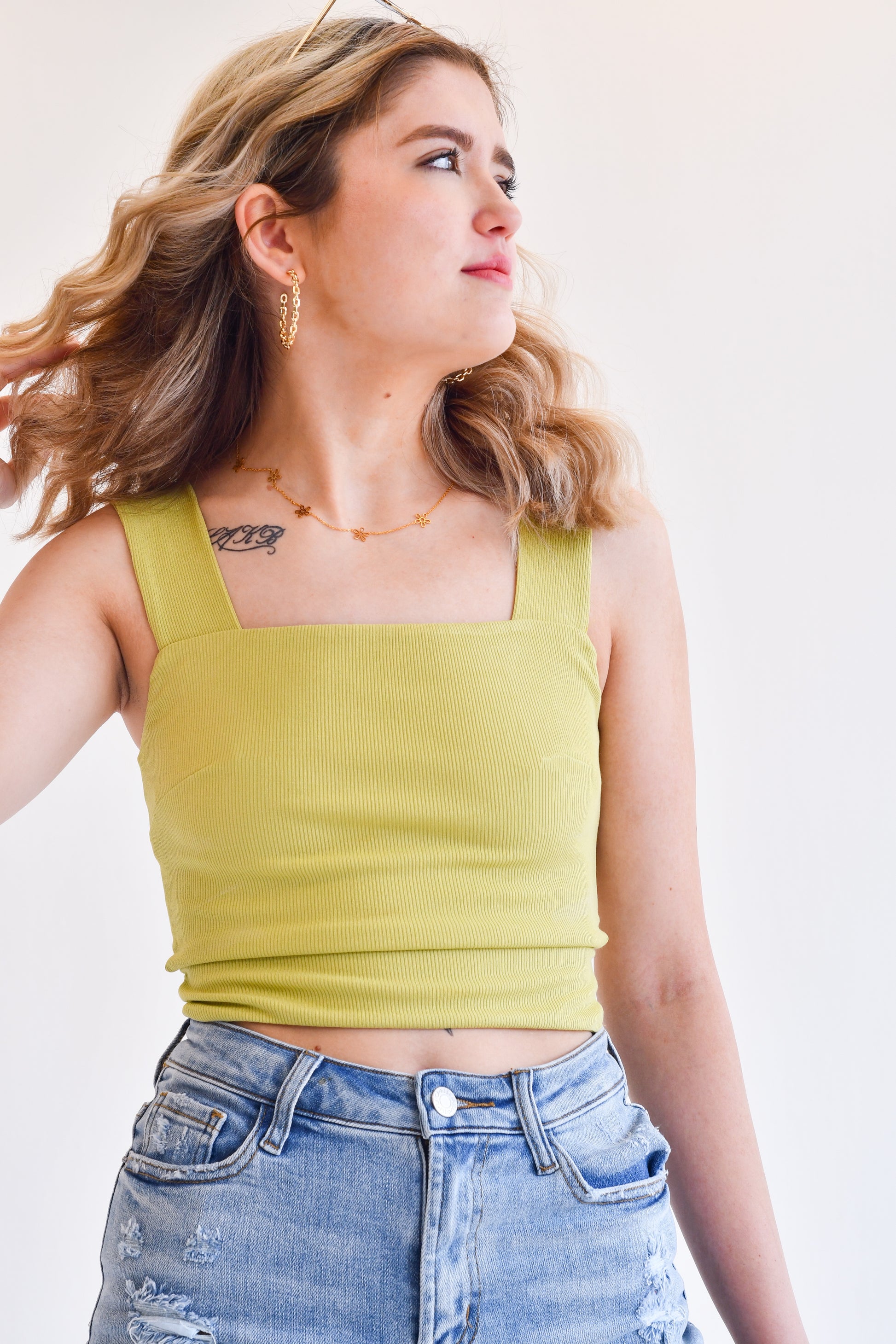 Ribbed Cross Back Top,Tops,CROP TOPS, CROPPED, RIBBED, SQUARE NECK- DEFIANT