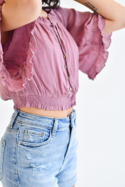 Forever Flowy Boho Top,Tops,BLOUSE, BLOUSES, BOHO, Buttons, DRAWSTRING, ELASTIC, FLOWY- DEFIANT