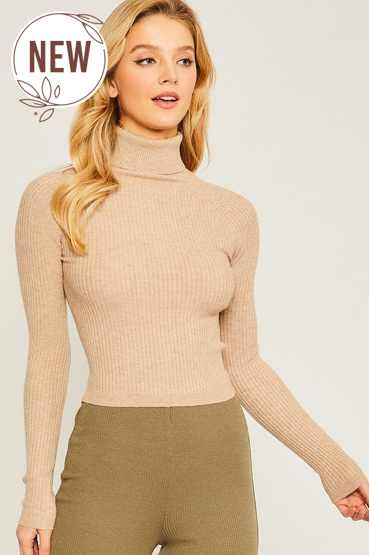 Oatmeal Turtleneck Top,Tops,RIBBED, Turtleneck- DEFIANT