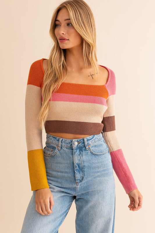 Colorblock Stripe Knit Top