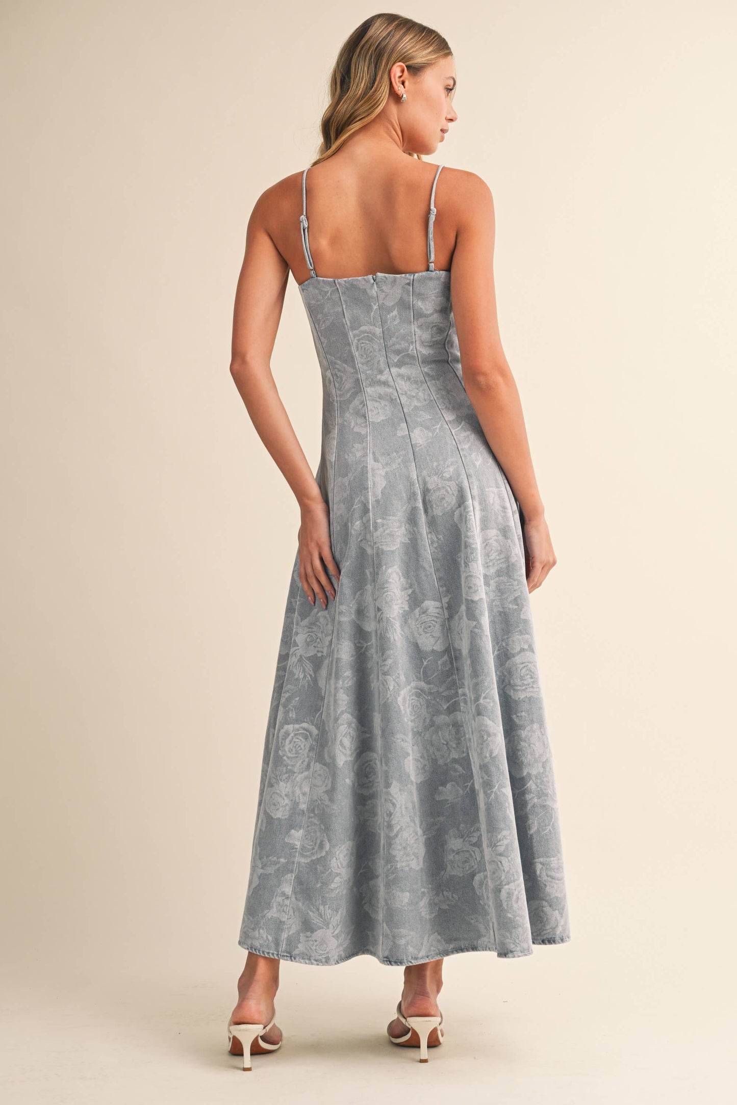 Floral Denim Maxi Dress