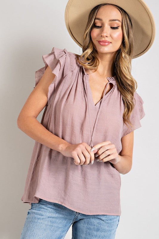 Ruffle Sleeve Full Length Top (Shipping Only)