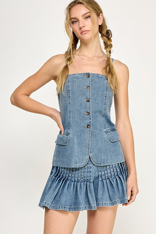 Long Denim Vest Top