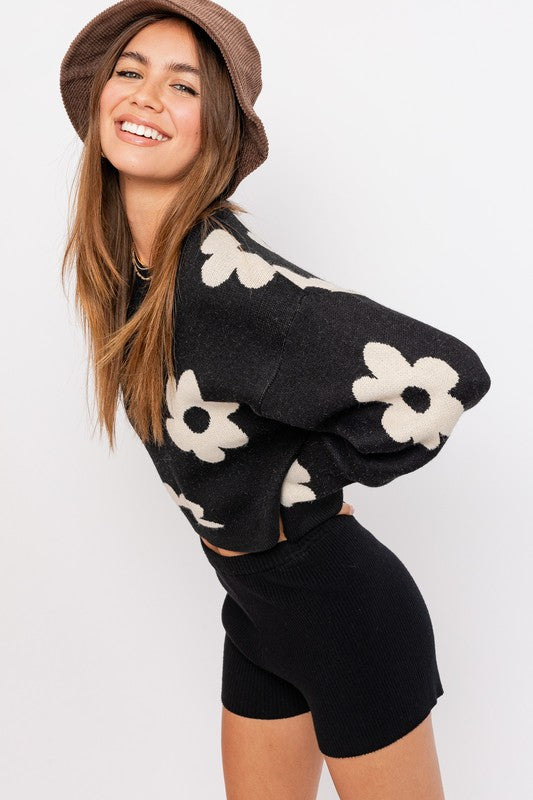 Crop Sweater Daisy Pattern (Shipping Only)