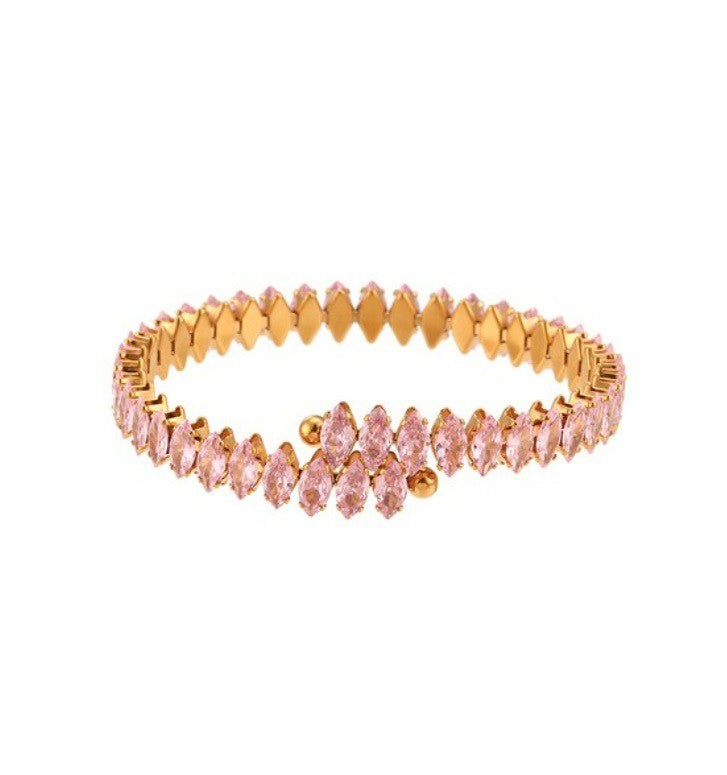 Pink Marquise Open Bangle Bracelet
