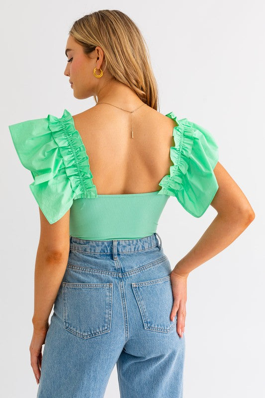Ruffle Sleeve Bodysuit (Shipping Only)
