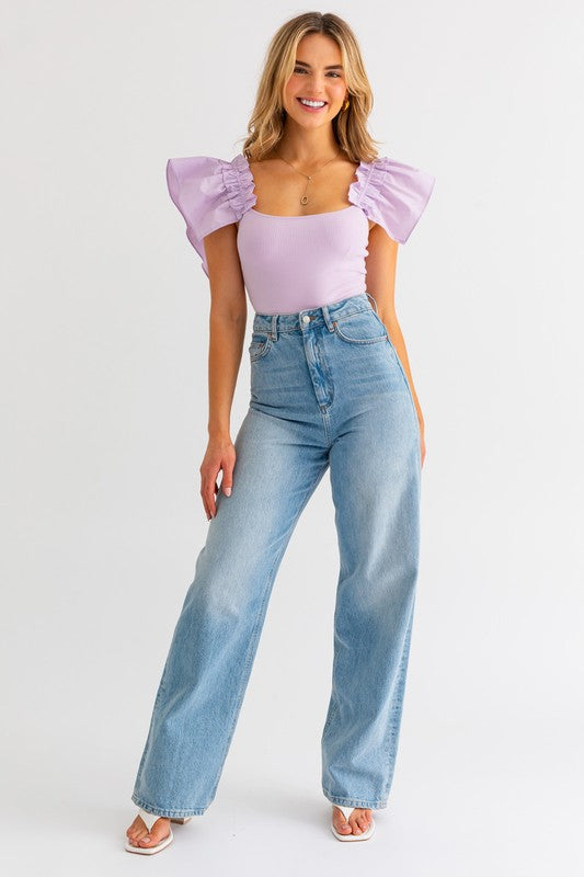 Ruffle Sleeve Bodysuit (Shipping Only)