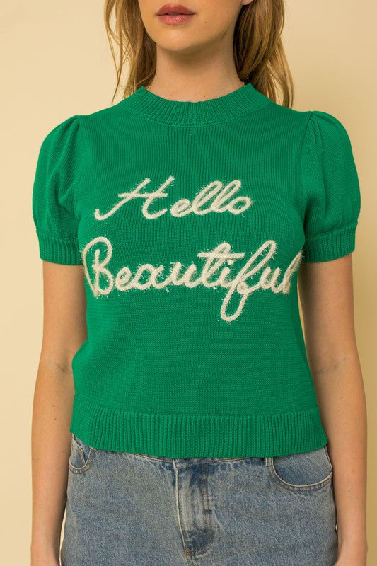 Hello Beautiful Sweater Top (Shipping Only)
