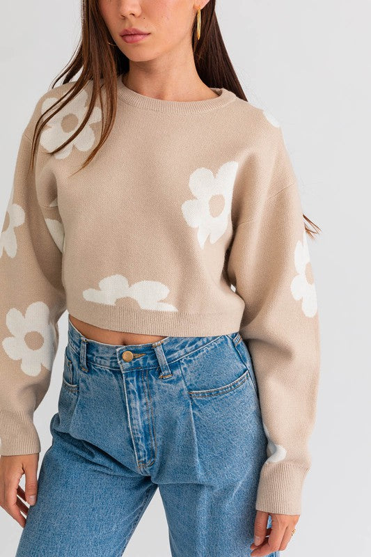 Crop Sweater Daisy Pattern (Shipping Only)