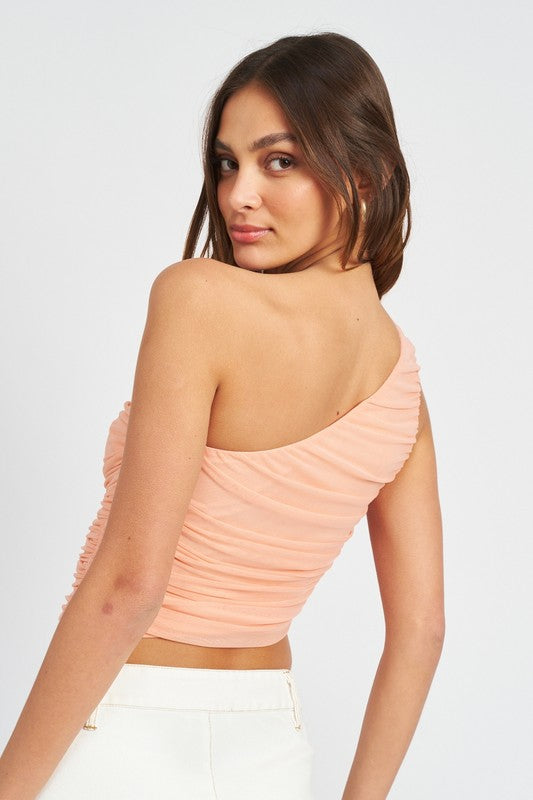 One Shoulder Ruched Top (Shipping Only)
