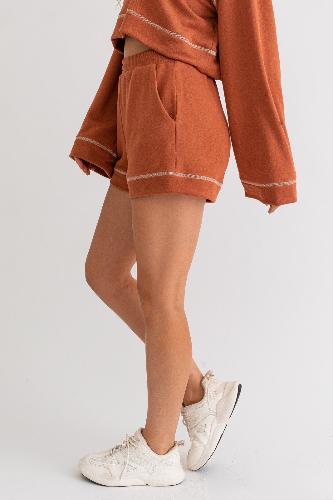 Copper Soft Shorts & Collared Top Set