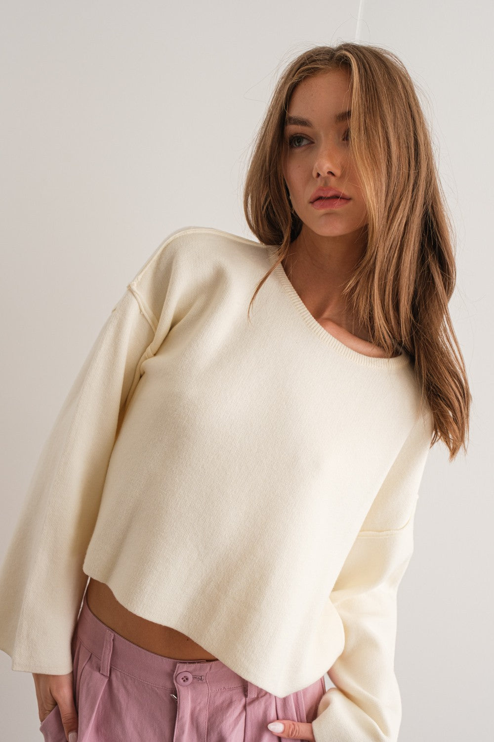 Lightweight Seams Ivory Sweater