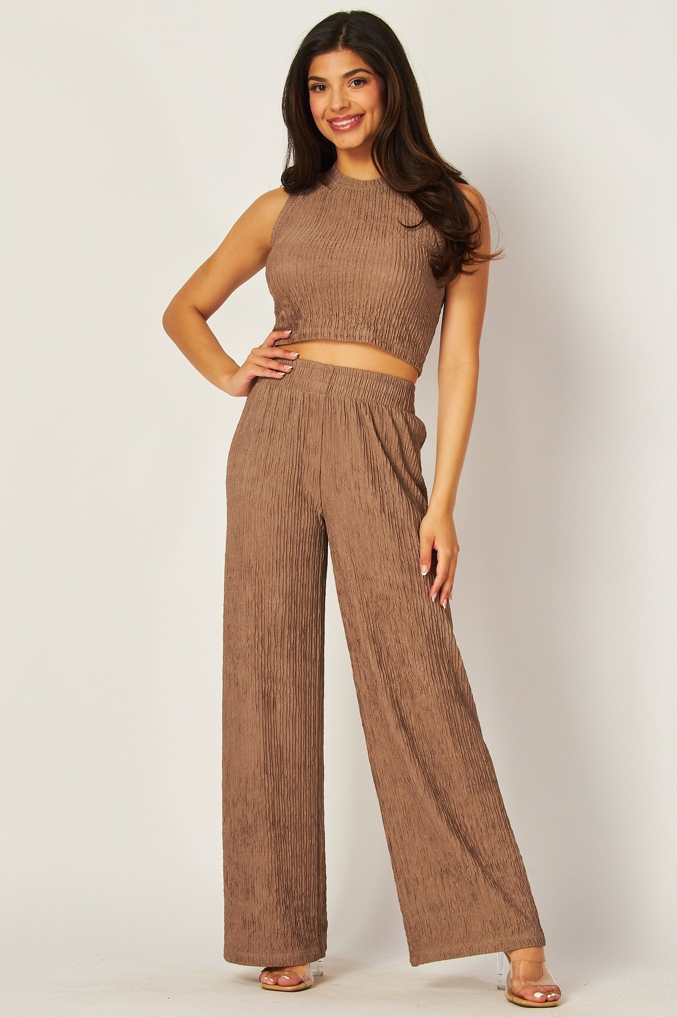 Black Textured Pant Set