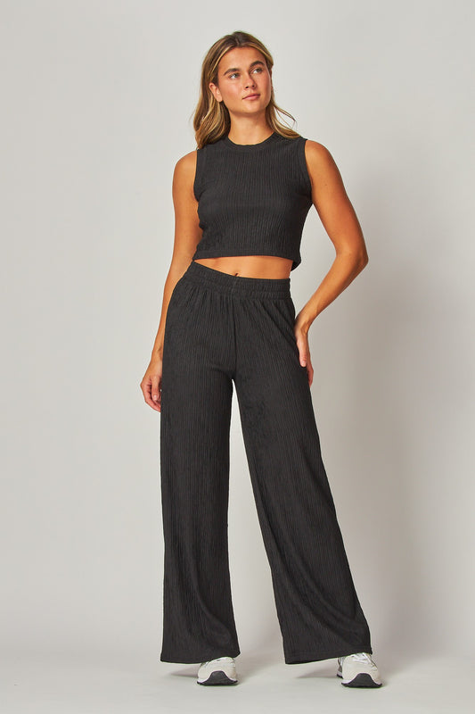 Black Textured Pant Set