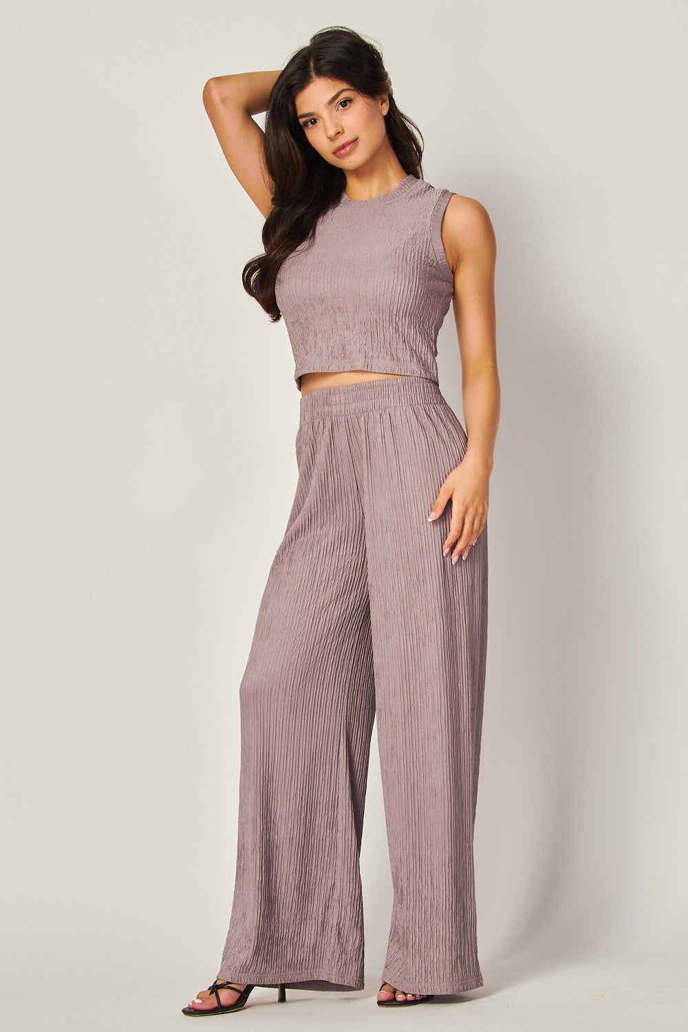 Black Textured Pant Set