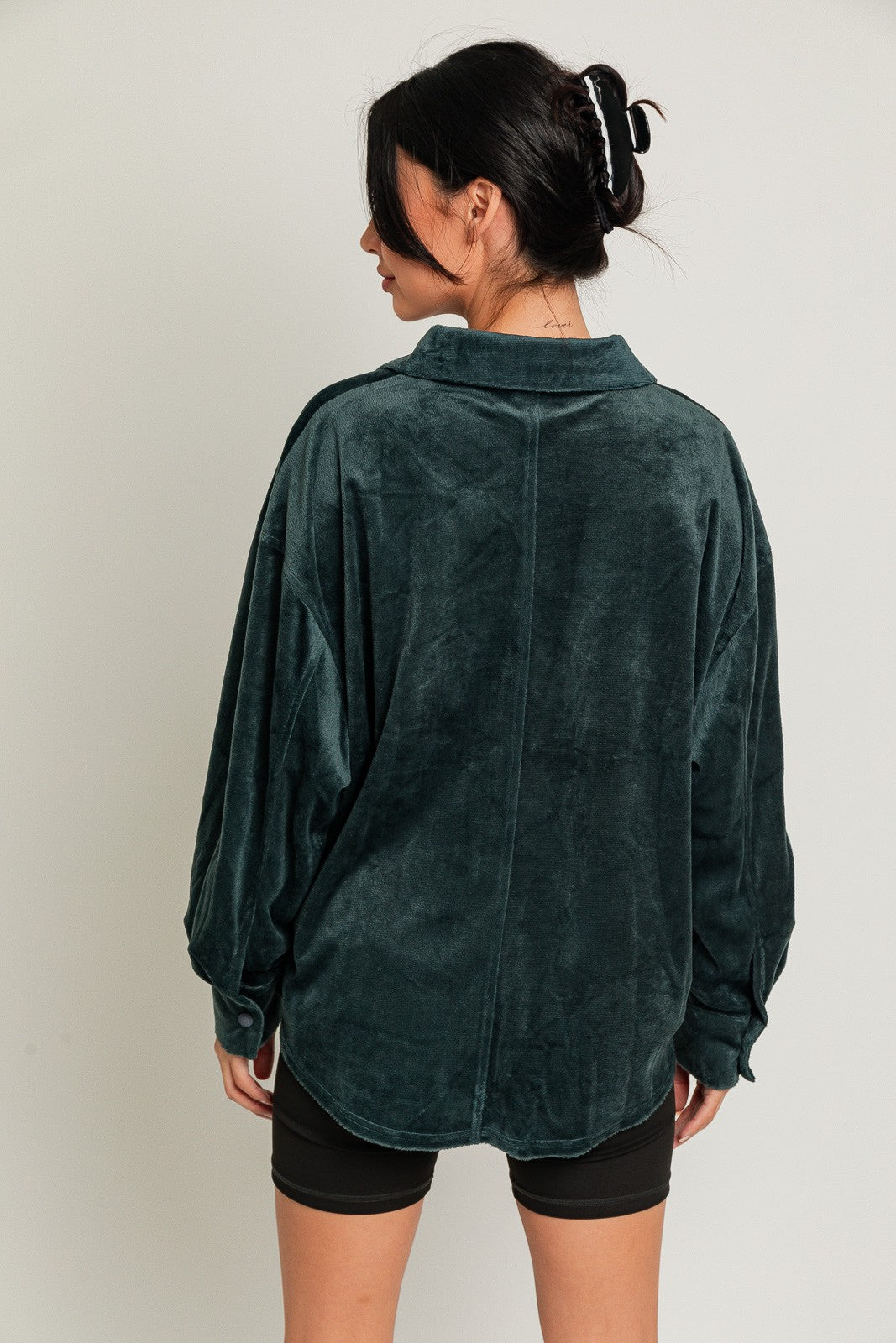 Dark Green Fleece Shirt Jacket