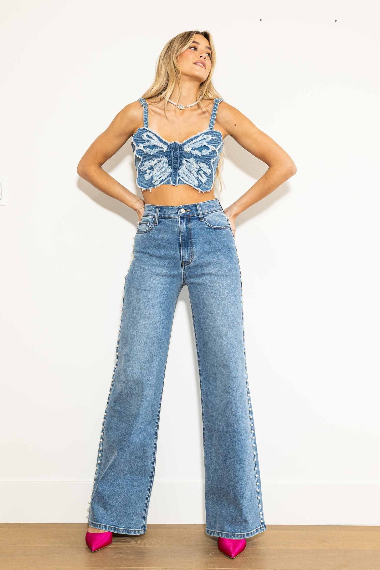 Pearl High Rise Wide Denim