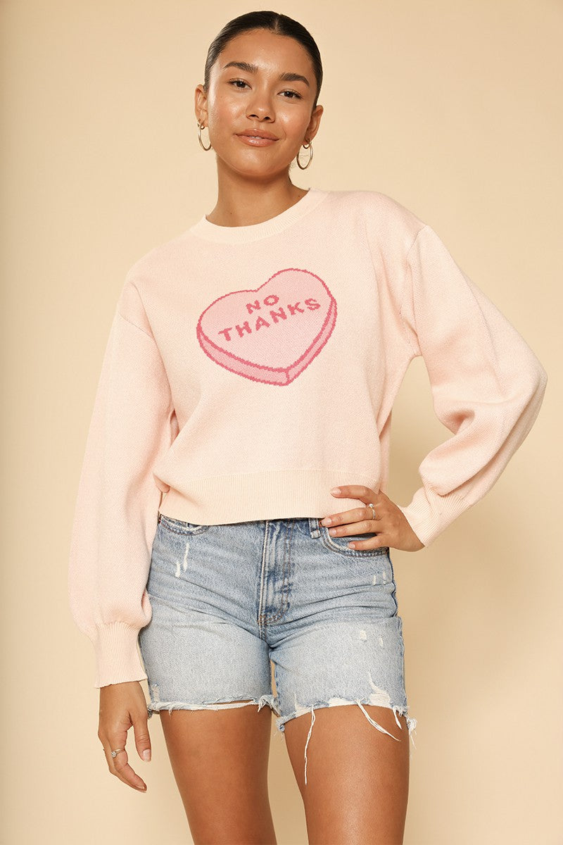 No Thanks Candy Heart Sweater