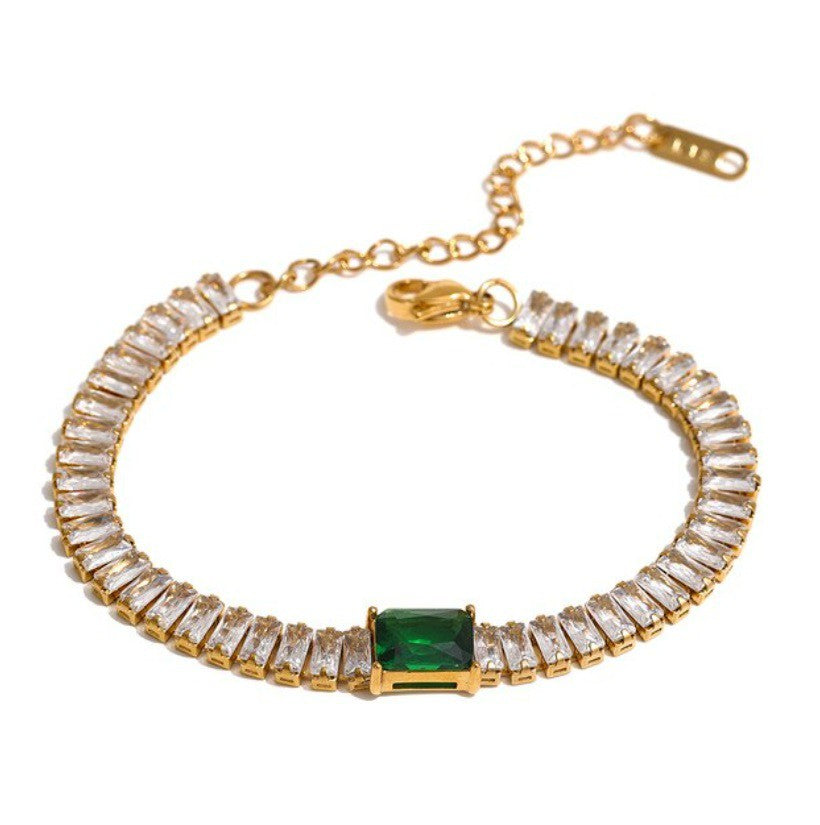 Green Stone Baguette Bracelet