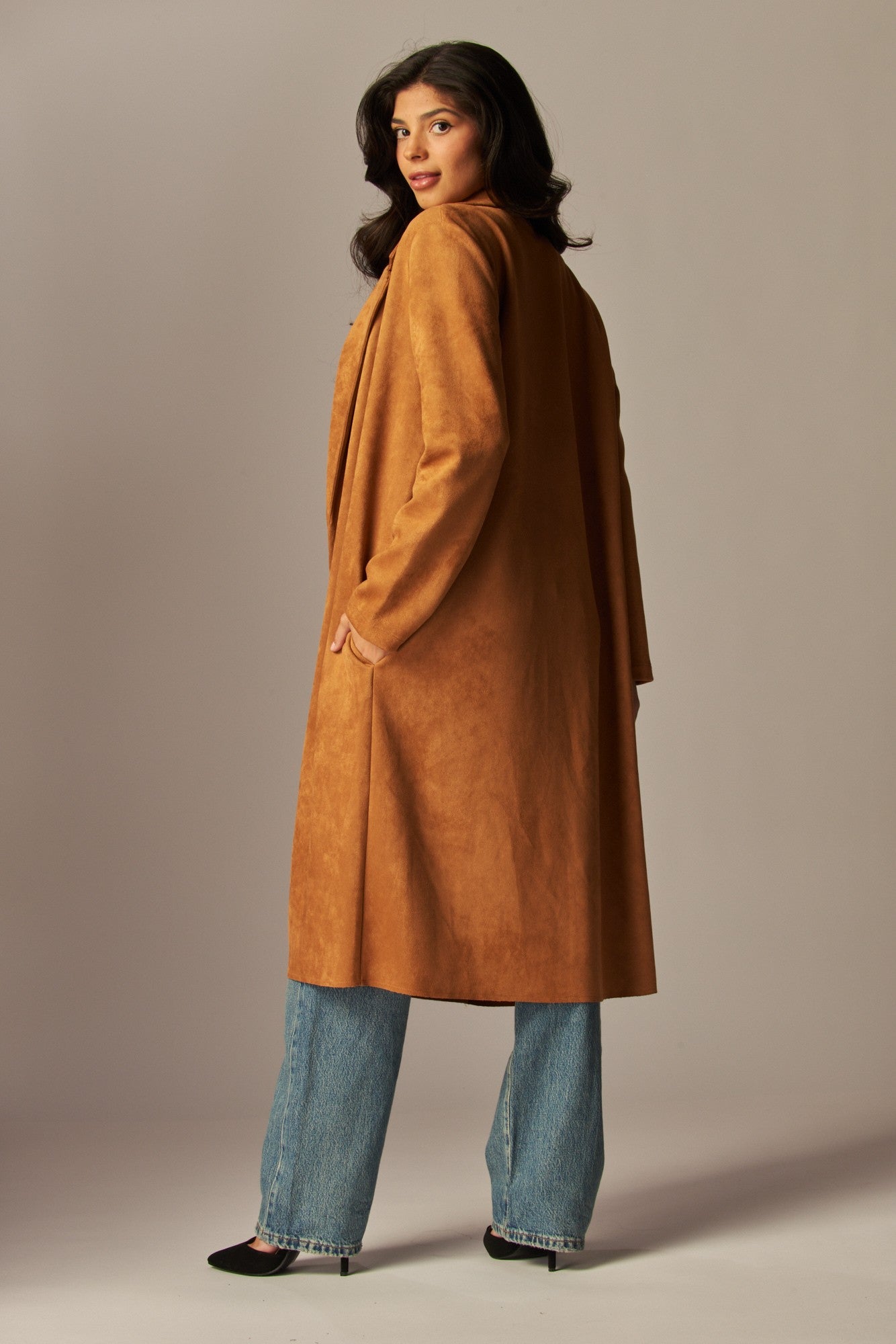 Suede Longline Coat