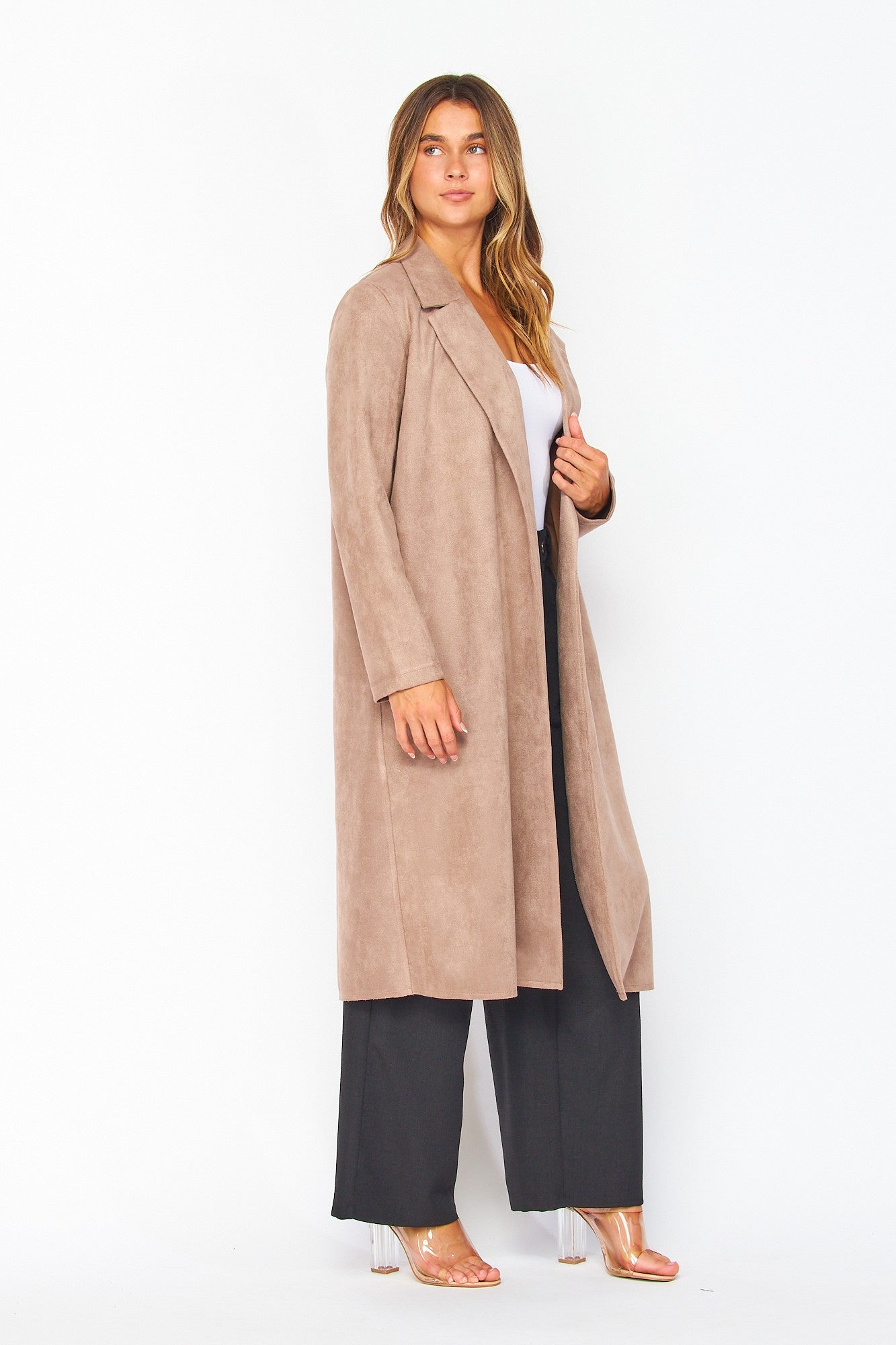 Suede Longline Coat