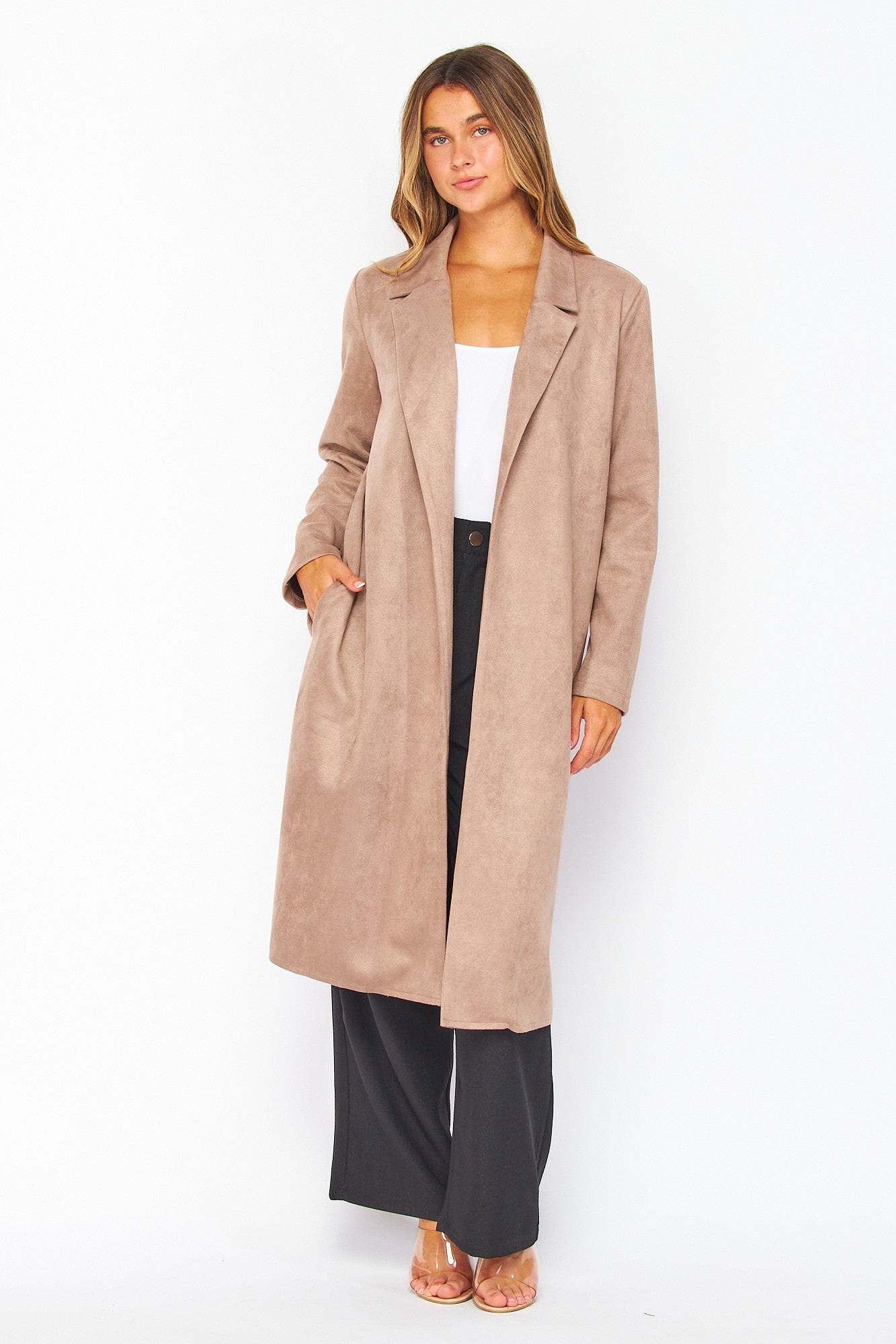 Suede Longline Coat