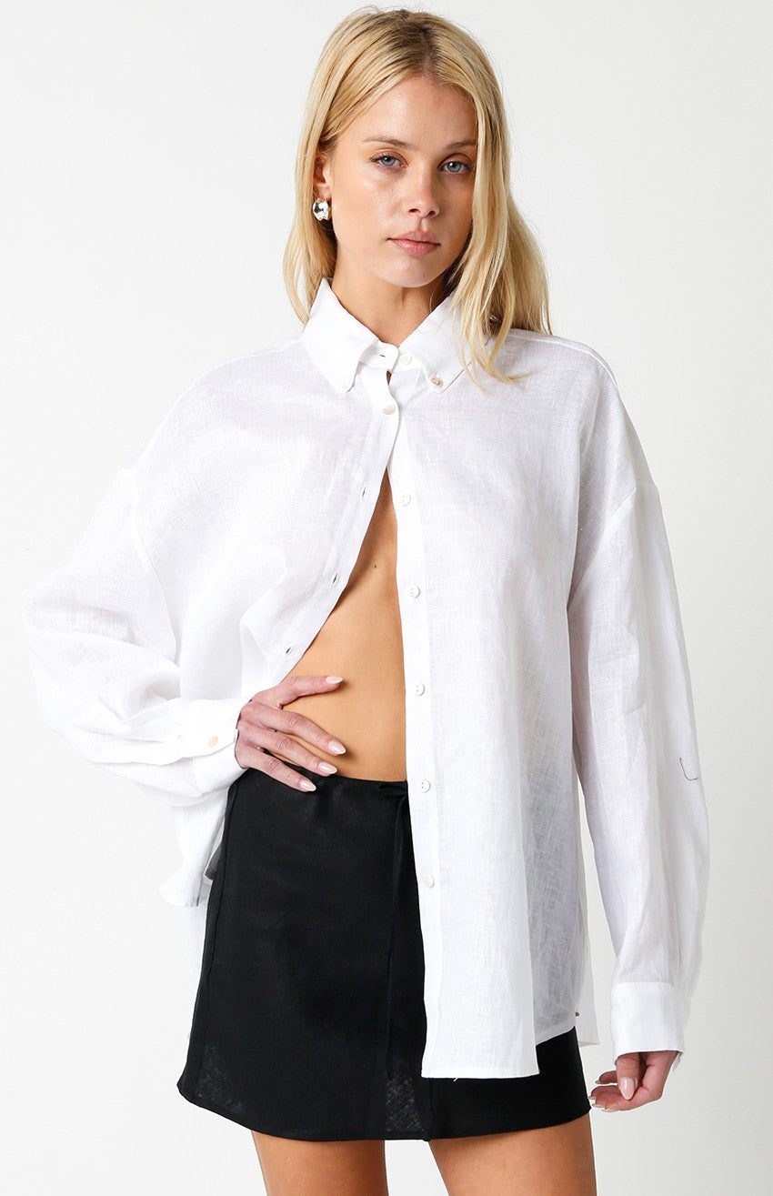 White Linen Button Down