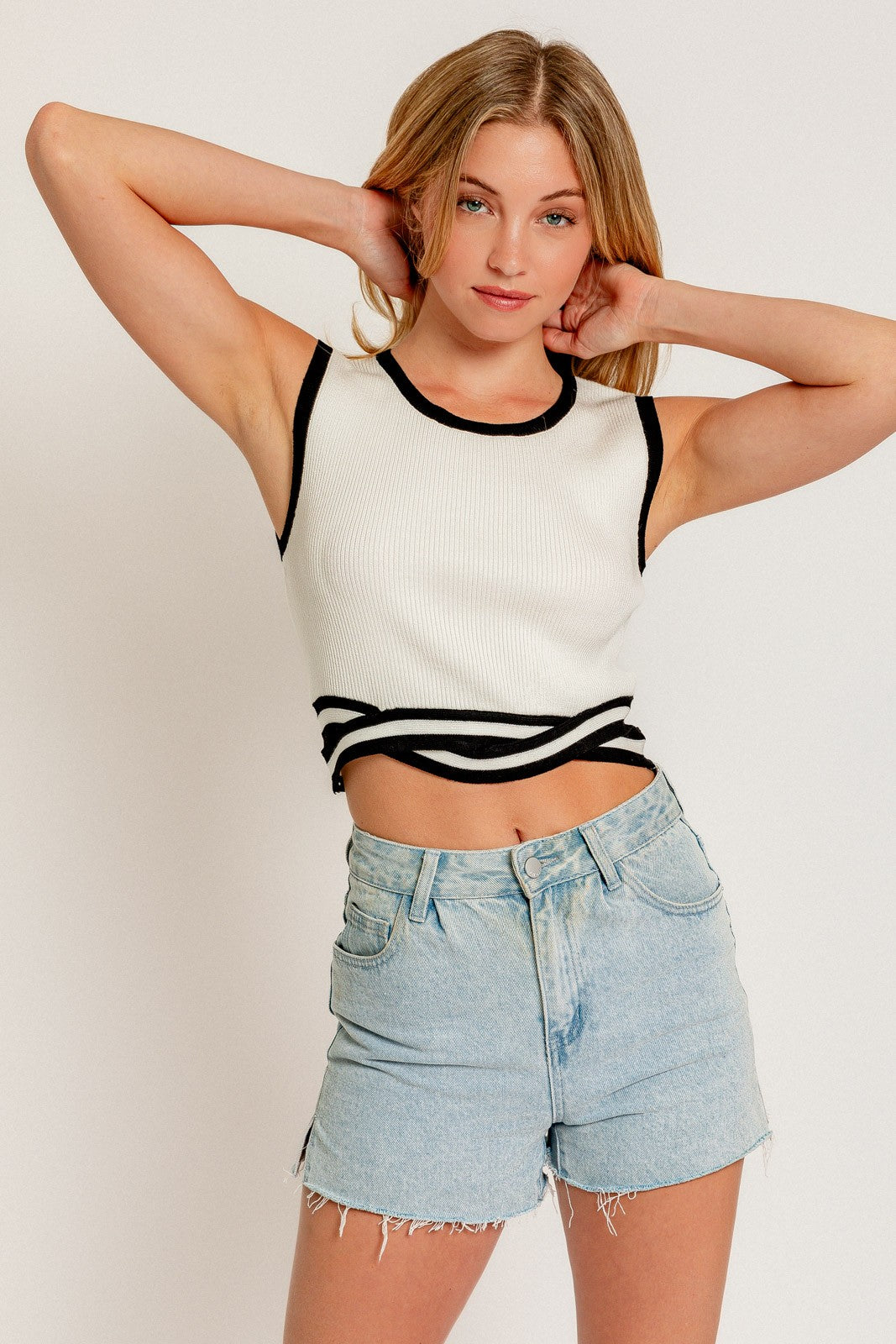 Contrast Trim White Top