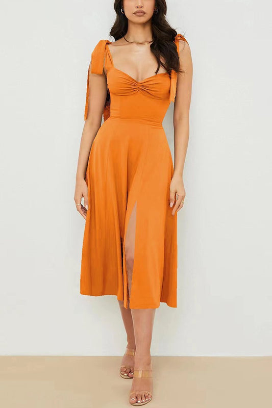 Orange Tie Strap Dress