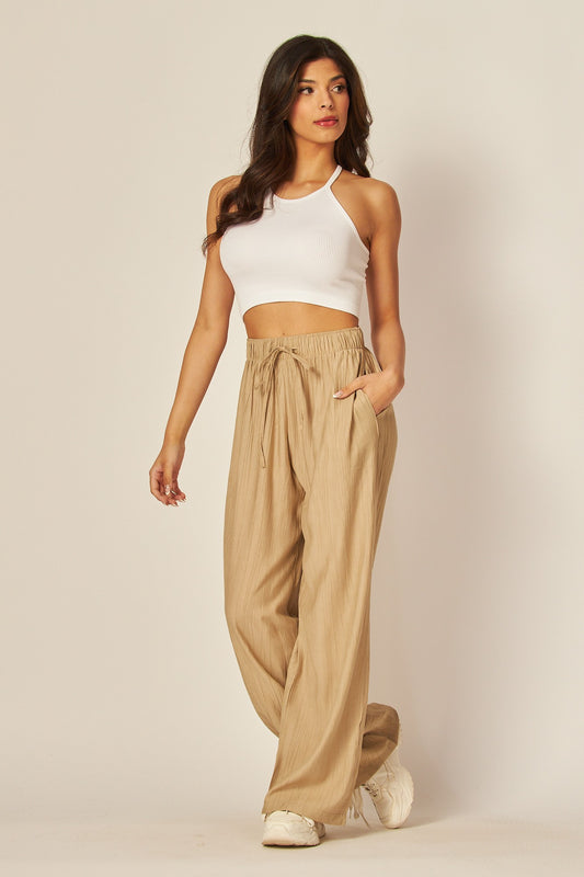 Textured Linen Taupe Pants