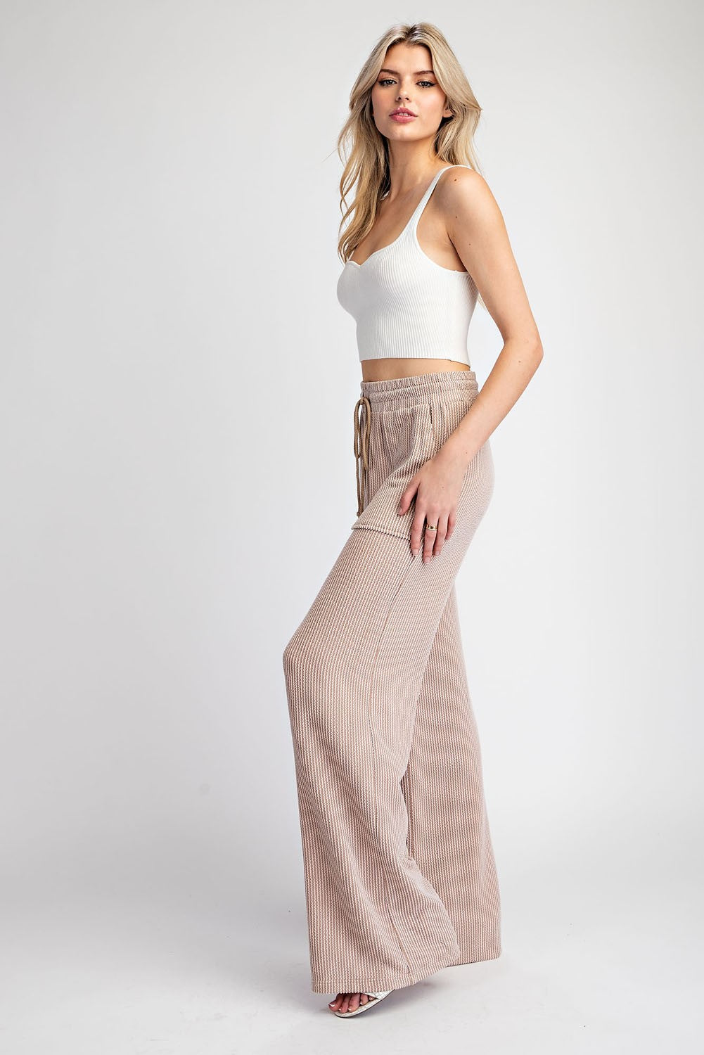 Textured Drawstring Pants