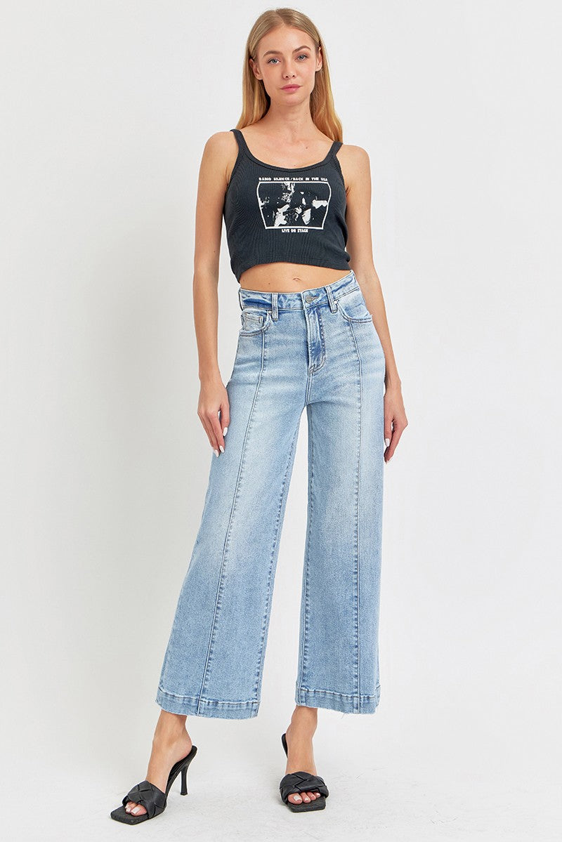 Seam Wide Leg Crop Denim