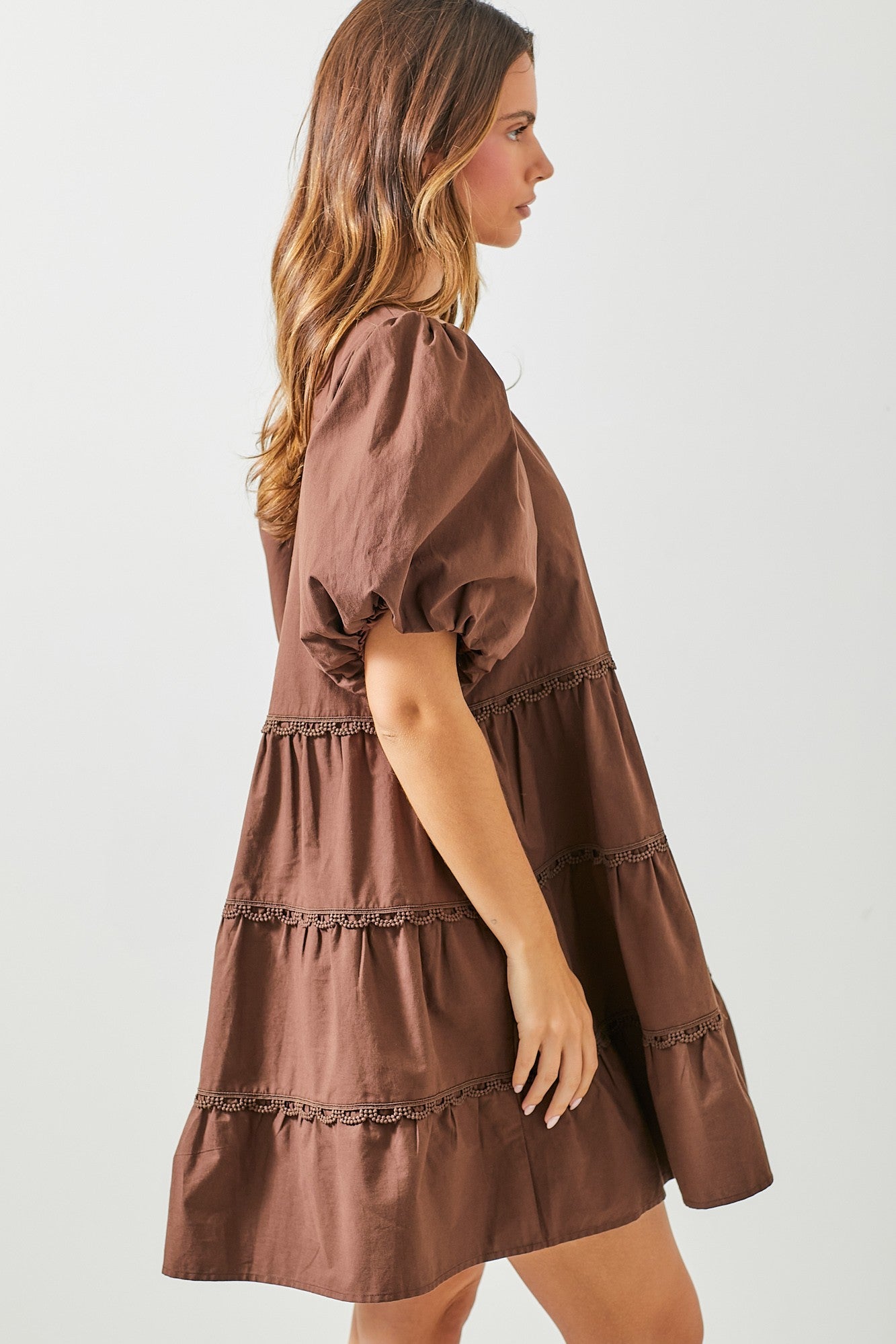 Dark Brown Tier Mini Dress